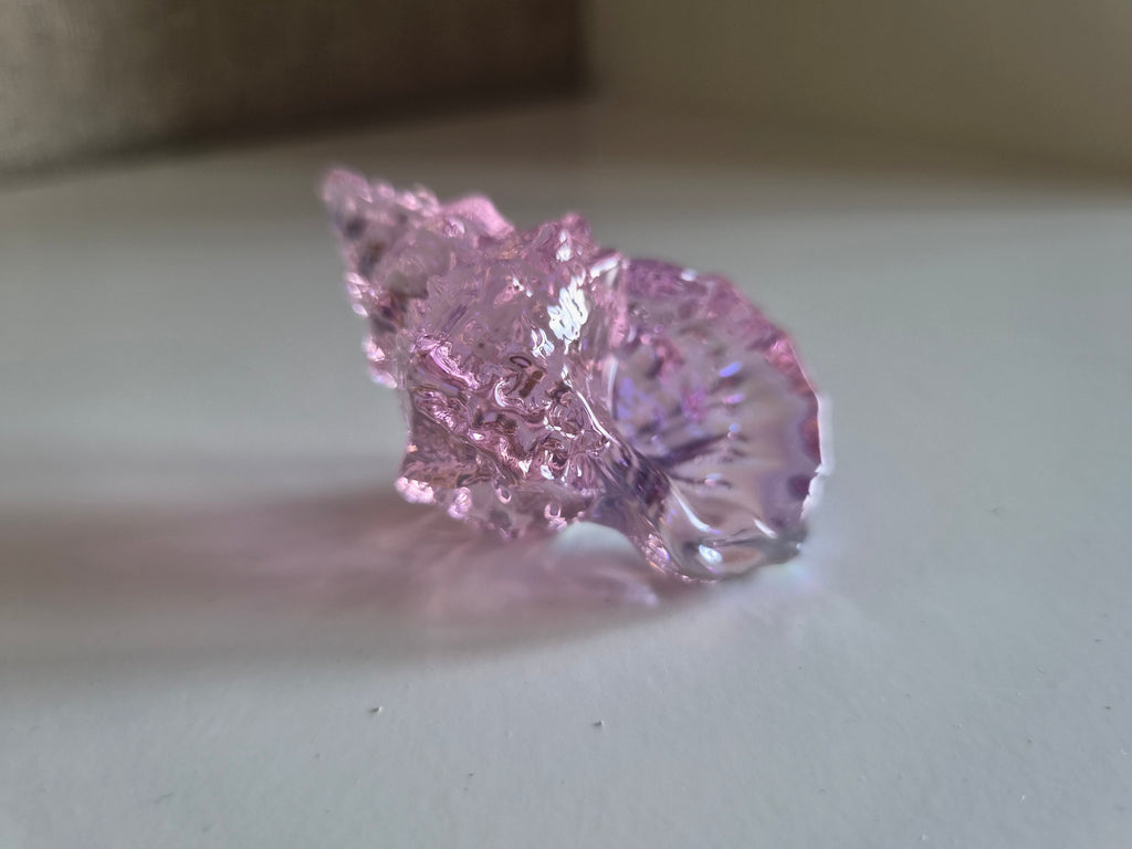 Glass Seashell Ornament - Coastal Home Decor Pink