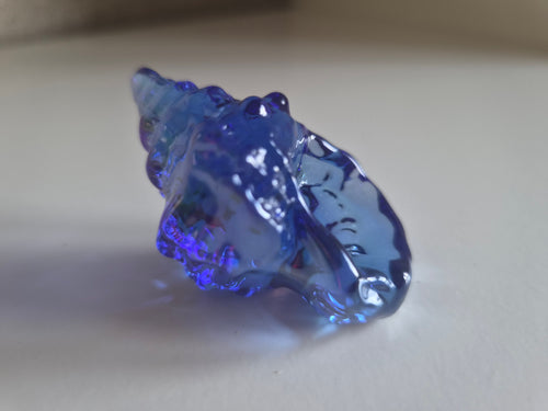 Glass Seashell Ornament - Coastal Home Decor Blue