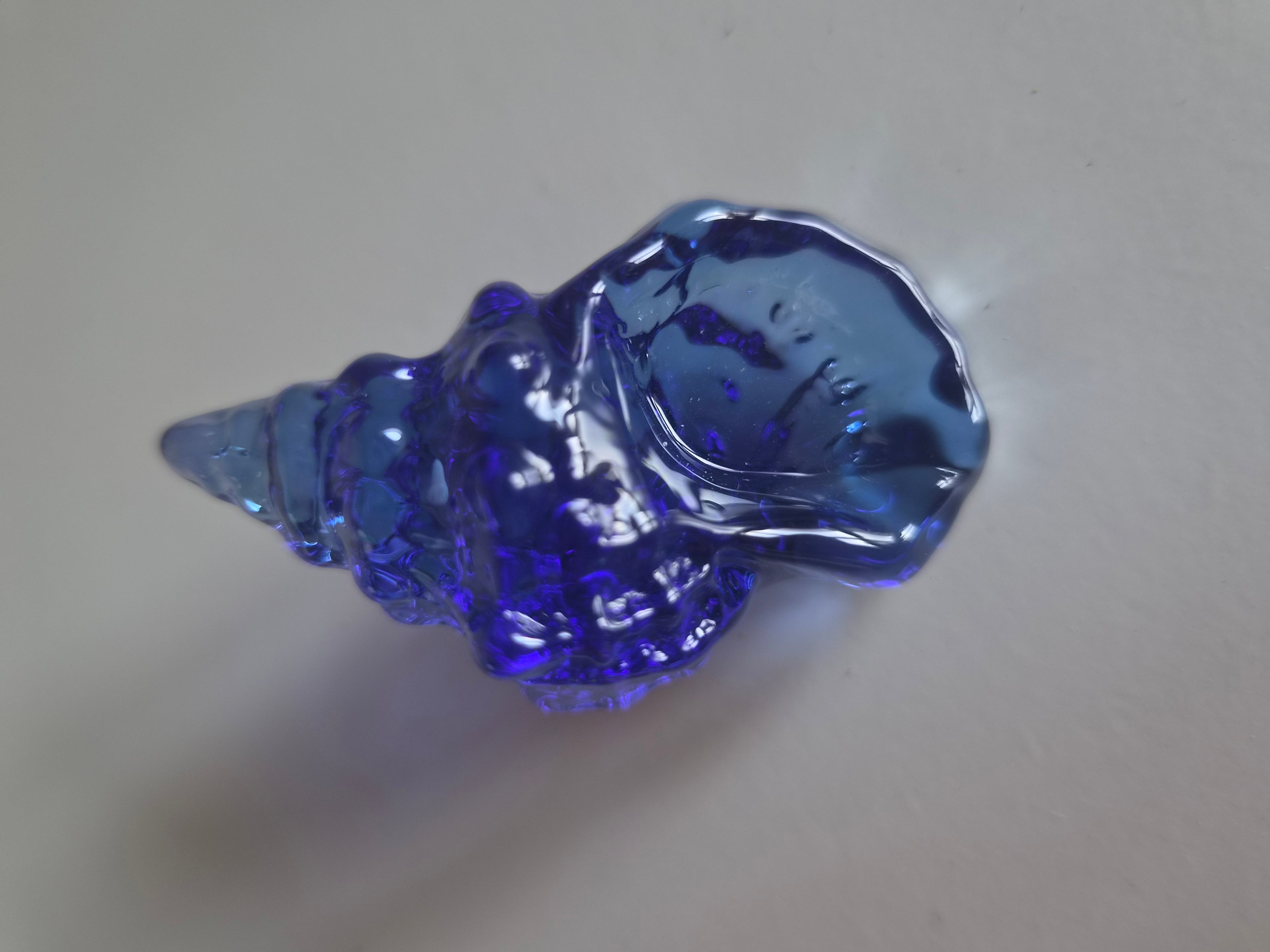 Glass Seashell Ornament - Coastal Home Decor Blue