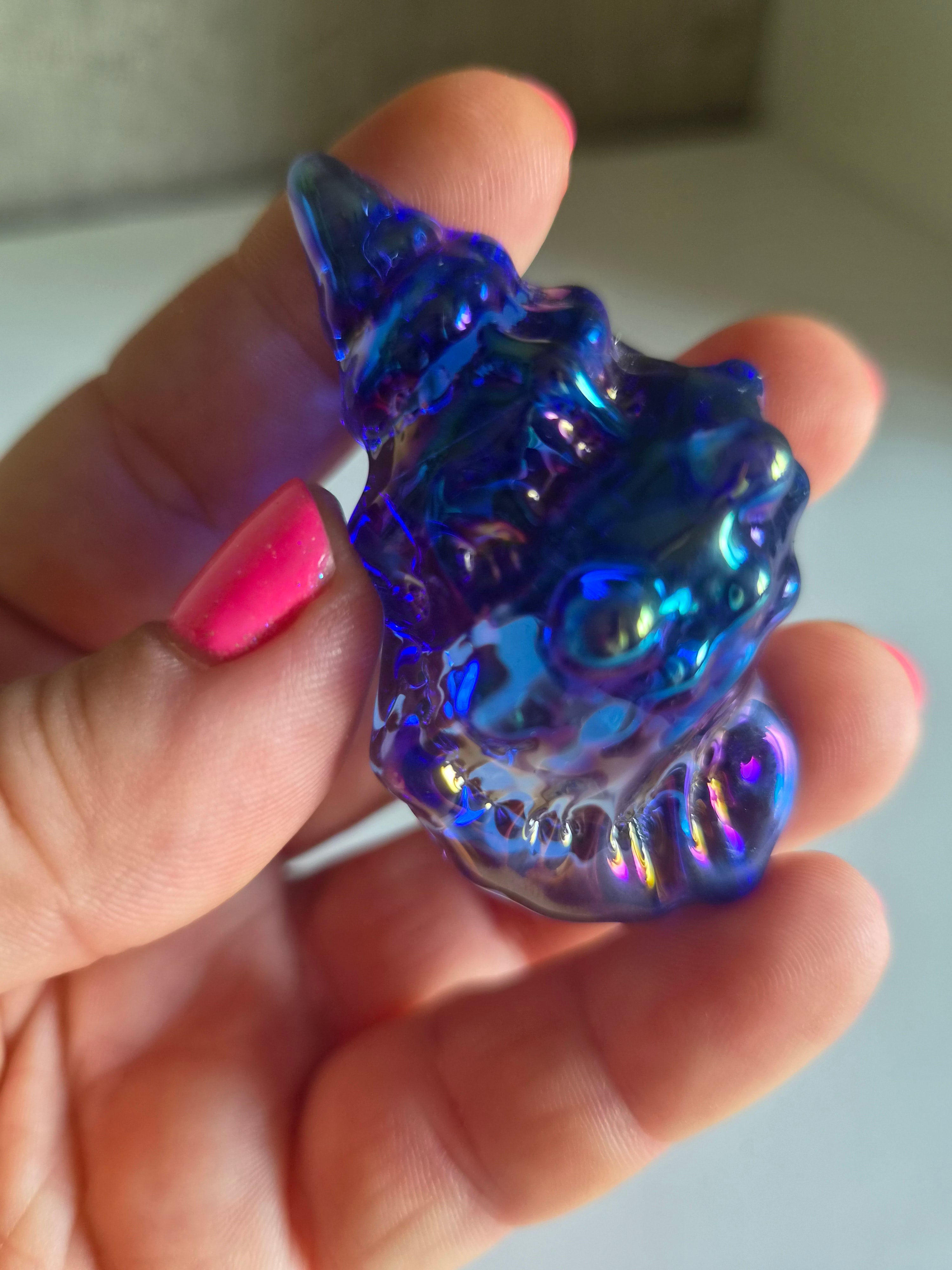 Glass Seashell Ornament - Coastal Home Decor Blue